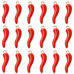 Красный Подвески из эмали и сплава, рог изобилия / итальянский рог корничелло амулеты, золотые, красные, 32 мм, 20 шт / комплект