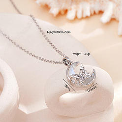 Прозрачный Ожерелья с подвеской в виде бабочки и луны из латуни и смолы для женщин, платина, прозрачные, 15.75 дюйм (40 см)