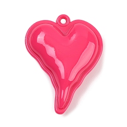 Ярко-Розовый Непрозрачной акриловые большие подвески, сердце, ярко-розовый, 54x42x15.5 мм, отверстие : 3 мм
