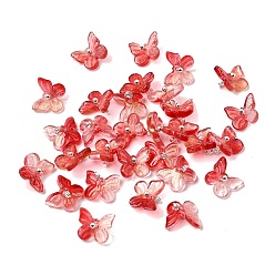 (123L) Белый крем непрозрачный блеск Стеклянные прелести, бабочка, с латунной петлей платинового тона и блестящей пудрой, градиент цвета, огнеупорный кирпич, 10x11x6 мм, отверстие : 1.2 мм