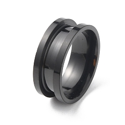 Schwarz 201 Gerillter Fingerring aus Edelstahl, Elektrophorese schwarz, Innendurchmesser: 17 mm