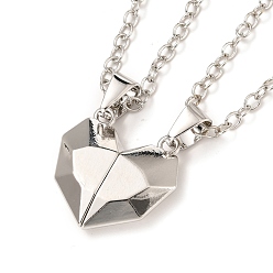 Серебро Наборы ожерелий с подвесками в форме сердца из сплава, магнитные ожерелья пар, с медной кабельной цепью, серебряные, 24.09 дюйм (61.2 см), 2 шт / комплект