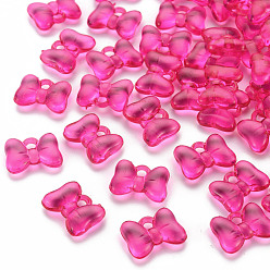 Камелия Прозрачные акриловые подвески, бантом, камелия, 13.5x18x5.5 мм, отверстие : 2.5 мм, Около 625 шт / 500 г