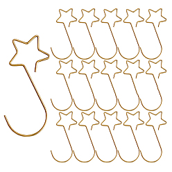 Dark Goldenrod Iron Star Hook Hangers, Mantlepiece Sock Hanger, for Christmas Ornaments, Dark Goldenrod, 50mm, 20pcs/set