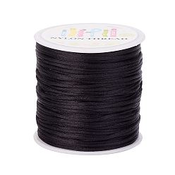 Black Nylon Thread, Rattail Satin Cord, Black, 1.0mm, about 76.55 yards(70m)/roll