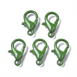 Зеленый Застежки-клешни из экологически чистого сплава, окрашенные распылением, без кадмия, без никеля и без свинца, зелёные, 12.5x8x3 мм, отверстие : 1.2 мм