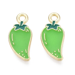 Lime Vert Pendentifs en émail , charmes de piment, or, lime green, 16x7.5x1.5mm, Trou: 1.5mm