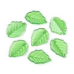 Лайм Прозрачные акриловые подвески, лист, желто-зеленые, 23.5x17.5x4 мм, отверстие : 1.5 мм