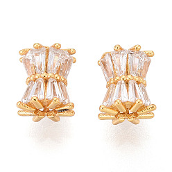 Настоящее золото 24K 925 бусины-барабаны из стерлингового серебра с прозрачными кубическими цирконами, браслет ожерелье фурнитура компоненты, реальный 24 k позолоченный, 8x7 мм, отверстие : 1.4 мм