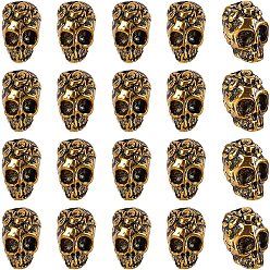 Antique Golden 20Pcs Tibetan Style Alloy Beads, Skull, Antique Golden, 9x6x10mm, Hole: 1mm