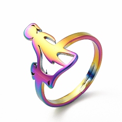 Rainbow Color Ионное покрытие (ip) 304 регулируемое кольцо из нержавеющей стали для матери и дочери на день матери, Радуга цветов, размер США 6 (16.5 мм)