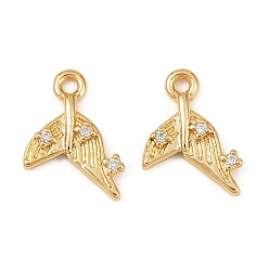 Fish Подвески из латуни с микропаве из кубических цирконий на тему океана, долговечный, без никеля , реальный 18 k позолоченный, рыбий хвост, 12x9x2 мм, отверстие : 1.2 мм