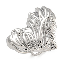 Нержавеющая Сталь Цвет 304 кольцо из нержавеющей стали для женщин, сердце, цвет нержавеющей стали, 27x32.5 мм, размер США 6 (16.5 мм)