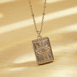 Нержавеющая Сталь Цвет Ожерелья с подвесками от сглаза из нержавеющей стали со стразами, не тускнеет, цвет нержавеющей стали, 17.72 дюйм (45 см)