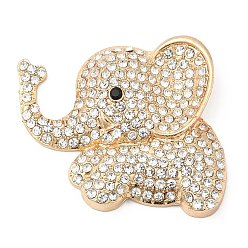 Light Gold Сплав цинка кабошонов, со стразами, слон, золотой свет, 34x41x7.5 мм