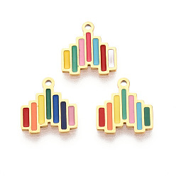 (52) Непрозрачная лаванда Радужный цвет 304 эмалированные подвески из нержавеющей стали, ионное покрытие (ip), шарма сердца, реальный 14 k позолоченный, разноцветные, 11.1x10.1x0.9 мм, отверстие : 1 мм