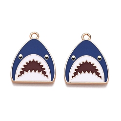 Королевский синий Подвески из эмали и сплава, без свинца и без кадмия, очарование акулы, золотые, королевский синий, 28x21.5x1.5 мм, отверстие : 2 мм