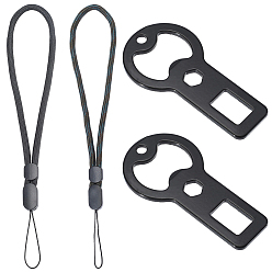 Черный 4 шт. сплав открывалки для бутылок, с 4шт 2цветами регулируемый ремешок для мобильного телефона из полиэстера, чёрные, 76x38x3 мм