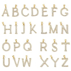 Letter A~Z Латунные микро проложить кубического циркония подвески, без свинца и без кадмия, долговечный, реальный 18 k позолоченный, стойки покрытие, Письмо ~ Z, 18~20x5~20x2 мм, отверстие : 4.5x3 мм