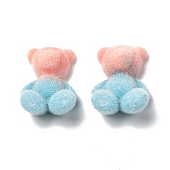Light Salmon Two Tone Flocky Resin Cabochons, Bear, Light Salmon, 17.5x12x7.8mm