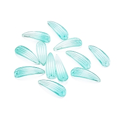 Dark Turquoise Two Tone Transparent Glass Pendants, Petal, Dark Turquoise, 26x9x2mm, Hole: 1.2mm