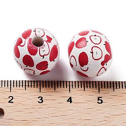 Pomme Perles européennes en bois sur le thème des fruits, Perles avec un grand trou   , pomme, 15.5~16x14.5mm, Trou: 4mm