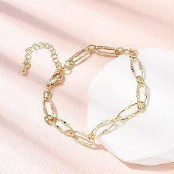 Настоящее золото 18K Латунный браслет-цепочка из скрепок для женщин, стойки покрытие, без свинца и без кадмия, долговечный, реальный 18 k позолоченный, 7-1/2 дюйм (18.9 см)