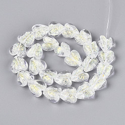 Прозрачный Нити из фольги в технике лэмпворк, сердце, прозрачные, 15x15x9~10 мм, отверстие : 1.4~1.5 мм, около 21~26 шт / нитка, 11.22~14.17'' (28.5~36 см)