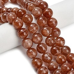Солнечный Камень Натуральный Sunstone бисер пряди, круглые, класс АА, 10~10.5 мм, отверстие : 0.8 мм, около 38 шт / нитка, 15.75 дюйм (40 см)