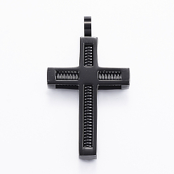 Черный Цвет Металла 304 подвески из нержавеющей стали, крестик, металлический черный , 48.5x27x8 мм, отверстие : 6 мм
