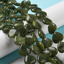 Other Jade Natural Xinyi Jade/Chinese Southern Jade Beads Strands, Heart, 12x12~13x5.5~6mm, Hole: 1mm, about 33pcs/strand, 14.57''(37cm)