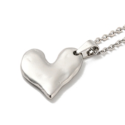 Stainless Steel Color 304 Stainless Steel Pendant Necklaces, Heart, Stainless Steel Color, 17.64 inch(44.8cm)