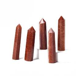 Камень с Пылевым Золотом Башня синтетический авангардный камень украшение для дома, исцеляющие каменные палочки, Декоры для медитации и терапии Рейки чакры, шестиугольная призма, 50~60 мм
