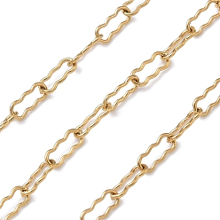 Золотой 304 Цепочки из нержавеющей стали с волнистыми прямоугольными звеньями, несварные, с карточной бумагой, золотые, 6x2.5x0.5 мм