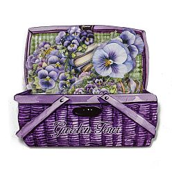 Purple 50Pcs 25 Styles Flower PET Waterproof Stickers Sets, Adhesive Decals for DIY Scrapbooking, Photo Album Decoration, Purple, 28~40x30~35x0.1mm, 50pcs/set