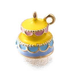 Другие Цинкового сплава эмали прелести, реальный 18 k позолоченный, торт, 10.5x9.5x9 мм, отверстие : 1.2 мм