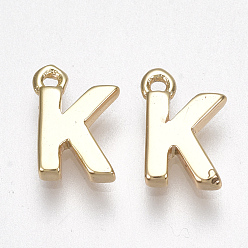 Letter K Латунь прелести, буквы, без никеля , реальный 18 k позолоченный, letter.k, 8.5x6x1.5 мм, отверстие : 0.8 мм