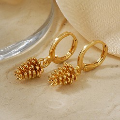 Золотой Шикарные винтажные геометрические серьги-кольца из латуни в форме шишек, золотые, 25x7 мм