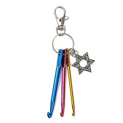 Star of David Алюминиевые крючки для вязания и подвесные украшения из сплава, Поворотные застежки-лобстеры из сплава, подвески для украшений сумок, звезда Давида, 130 мм, звезды: 33x24x2.5 mm