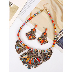 Античная Бронза Комплекты из ожерелий и серег-гвоздиков из сплава Bohemia с разноцветными стразами, античная бронза, 450 мм