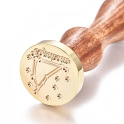 Capricorn Brass Wax Seal Stamp, with Wooden Handle, for Post Decoration, DIY Card Making, Capricorn, 90x26mm, Hole: 7mm