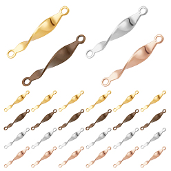 (52) Непрозрачная лаванда 80шт 4 цвета латунные соединительные подвески, твист, разноцветные, 15.5x3x2.5 мм, отверстие : 1 мм, 20 шт / цвет