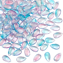 Бледно-бирюзовый 100 подвески лэмпворк ручной работы, с блеском порошок, очарование слезы, бледные бирюзовая, 14x7.5x5~6 мм, отверстие : 1 мм