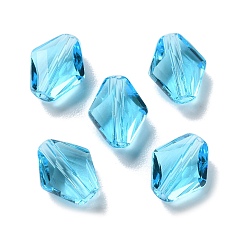 Небесно-голубой К 9 стекло, имитация Австрийские кристаллические шарики, граненые, ромб, голубой, 10x8x4 мм, отверстие : 1.4 мм
