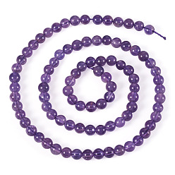 Аметист 1 нити круглых бусин из натурального аметиста, класса AB, 4 мм, отверстие : 0.7 мм, около 95 шт / нитка, 15.5 дюйм