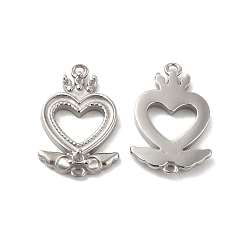 Stainless Steel Color Tarnish Resistant 304 Stainless Steel Connector Rhinestone Settings, Heart, Stainless Steel Color, Fit For 1mm Rhinestone, 18.5x12.5x2.5mm, Hole: 0.8mm