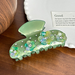 Зеленый Заколки для волос в форме когтей из ацетата целлюлозы с цветами, аксессуары для волос для женщин и девочек, зелёные, 86 мм