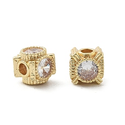 Light Gold Латунные микро проложить кубического циркония бусы, квадратный, стойки покрытие, без кадмия и без свинца, долговечный, золотой свет, 8x8x8 мм, отверстие : 2.6 мм