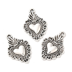 Античное Серебро Сплавочные подвески тибетского стиля, сердце, античное серебро, 21x14x2 мм, отверстие : 1.2 мм, Около 793 шт / 1000 г