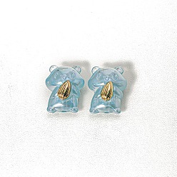 Светло-Голубой Непрозрачные шарики cmолы, реальный 16 k позолоченный, хомяк с эгуси, Небесно-голубой, 20x16 мм